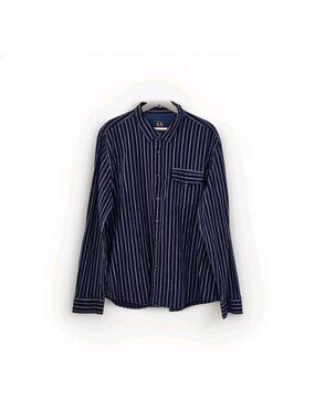 Armani Exchange AX Striped Shirt Men XXL LS Cotton Snap Office Party Preppy Edgy